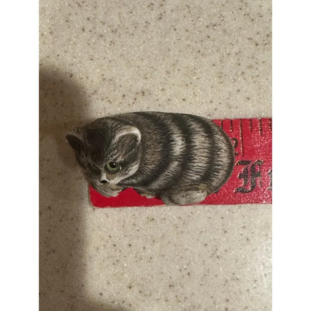 Vtg Dipinto a Mano Italy Hand Painted Cat Kitten Figure Figurine Miniature